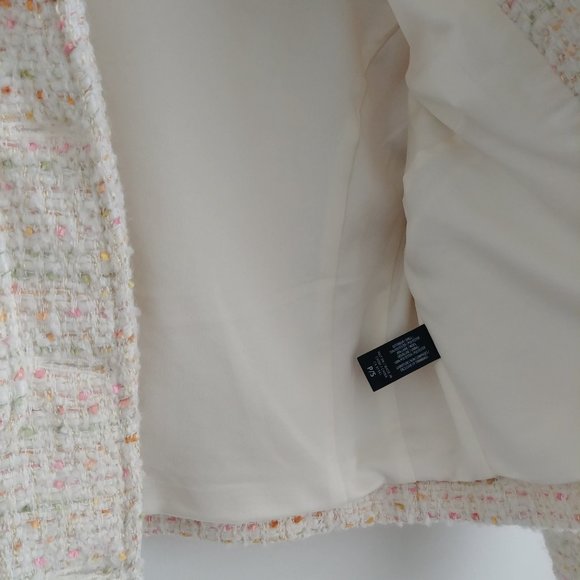 Simons short cropped wool blend tweed jacket ivory cream pink orange Sma… - Picture 4 of 15